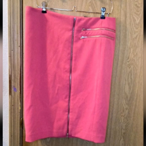 Worthington Pink Skirt Women's 12 Straight Pencil Full Zipper Front Ponte Knit - Picture 6 of 6